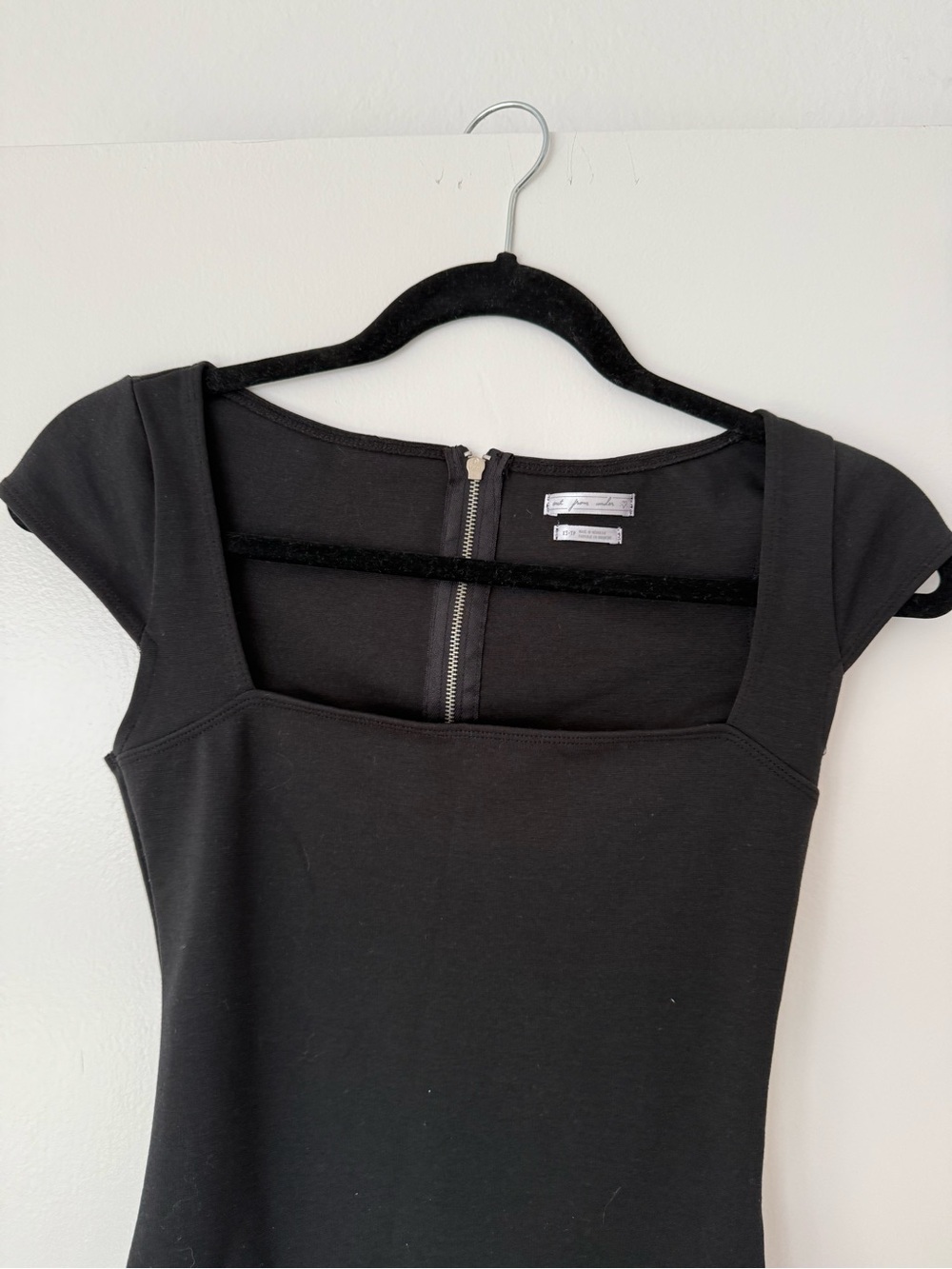 Urban Outfitters Black Square Neck Cap Sleeve bodysuit